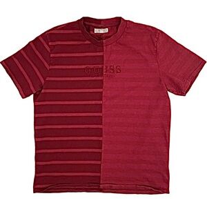 GUESS Shirt Men’s Large Half N Half Striped Colorblock ASAP Casual Vintage Y2K
